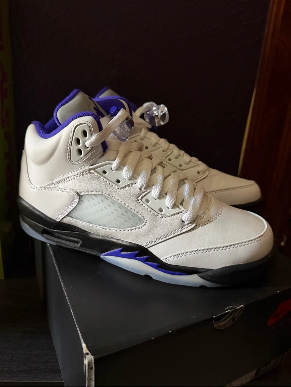 Jordan Kids White and Purple Sneakers